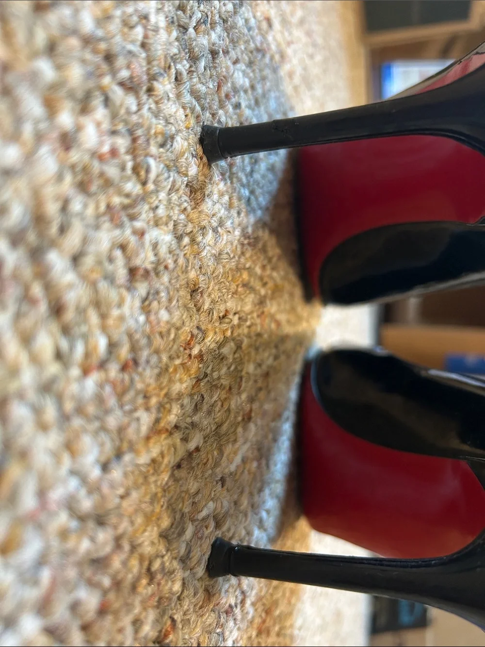 Christian Louboutin Black Patent Leather Weave Peep-Toe Flats
